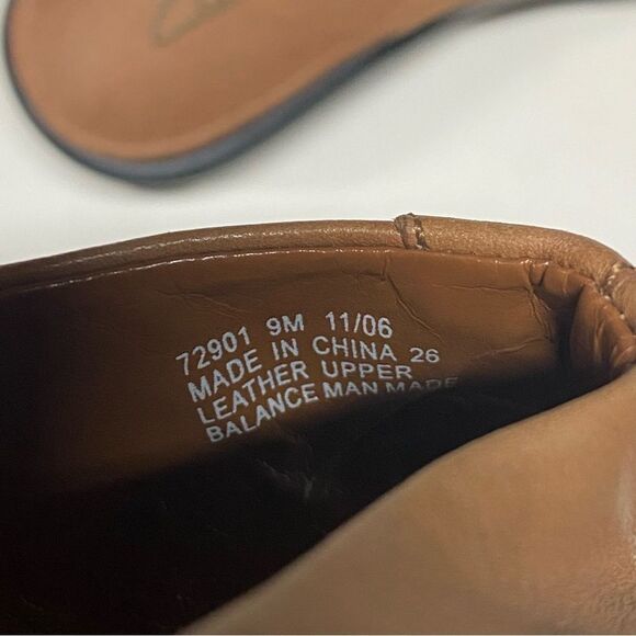 Clarks tan vintage Y2K square toe wedge slide chunky leather sandal comfort 9 - Picture 4 of 8